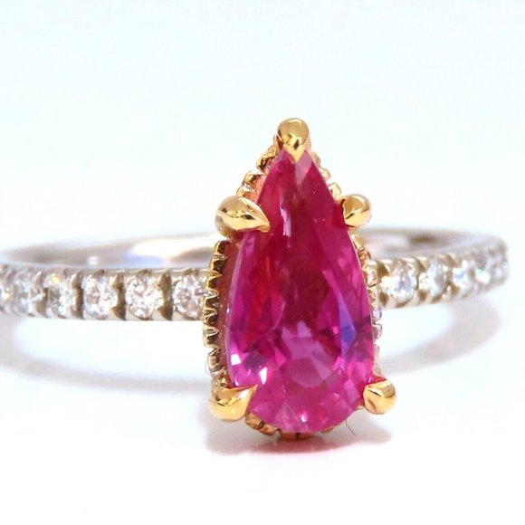 AIGS certified 1.45ct No Heat Ruby Ring 14kt raised mod deck - Picture 3 of 7
